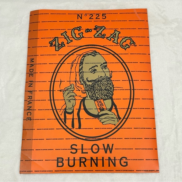 Zig Zag Slow Burning Made In France Large Orange Sticker Dual Side Window Decal - Picture 2 of 5
